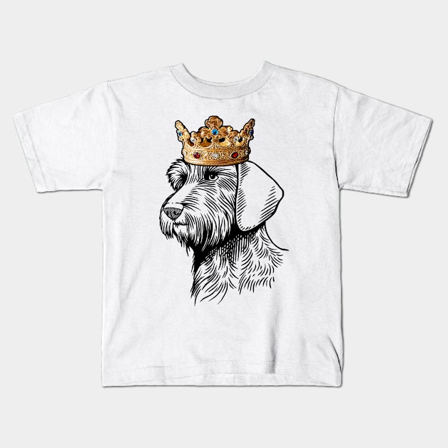 Wirehaired Dachshund Dog King Queen Wearing Crown Kids T-Shirt by millersye